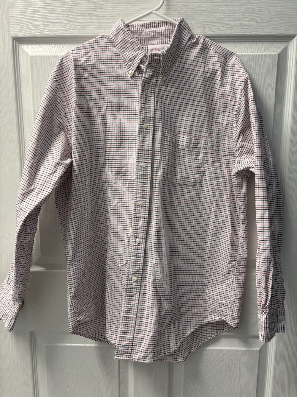 Brooks Brothers Black, Red, White Cotton Oxford L